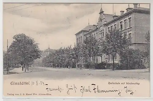 50411 Ak Eimsbüttel Realschule mit Weidenstieg 1904
