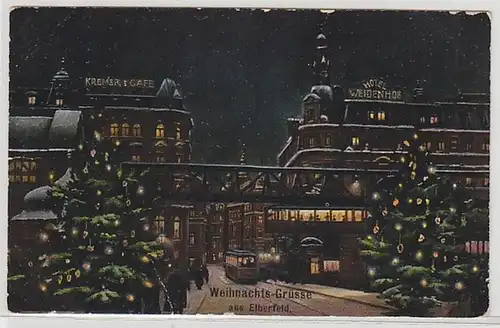 50404 Ak Weihnachtsgrüße aus Elberfeld Hotel Weidenhof um 1910