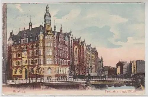 50403 Ak Hamburg Freihafen Lagerhäuser 1914