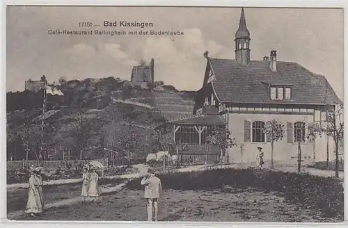 50400 Ak Bad Kissingen Café Restaurant Bailinghain mit der Bodenlaube 1925