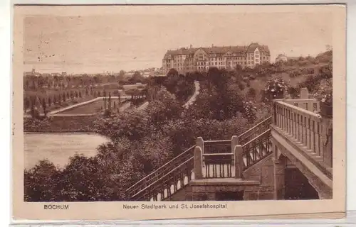 50395 Ak Bochum neuer Stadtpark und St. Josefshospital 1922