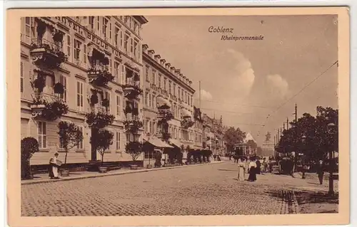 50382 Ak Coblenz Rheinpromenade Hotel Bellevue vers 1930