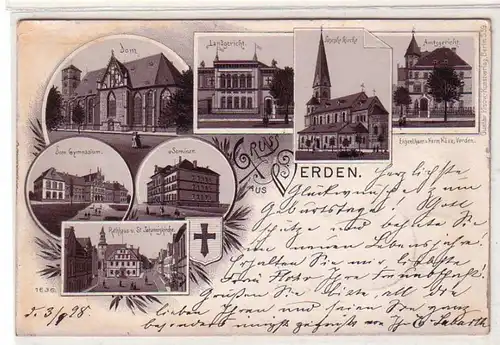 50381 Ak Lithographie Gruß aus Verden 1898