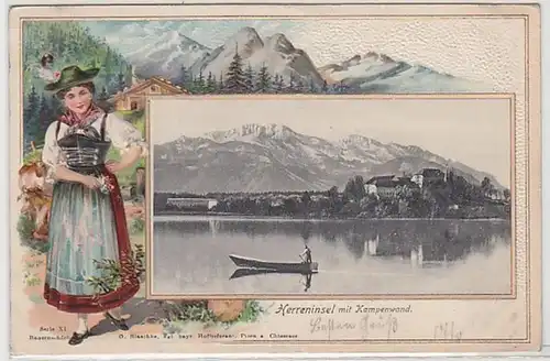 50365 Präge Ak Lithographie Herreninsel mit Kampenwand 1906