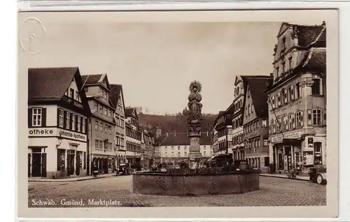 50356 Ak Schwäb. Gmünd Marktplatz Gris Pharmacie 1936