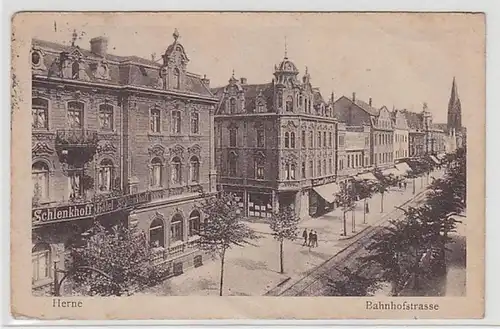 50352 Ak Herne Bahnhofstraße Schlenhoff Hotel 1922