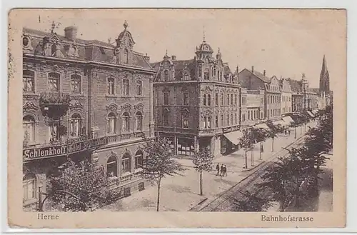 50352 Ak Herne Bahnhofstraße Schlenkhoff Hotel 1922