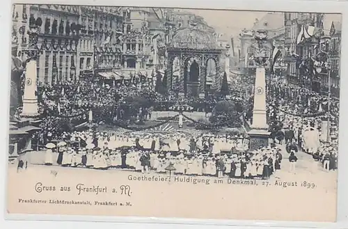 50341 Ak Gruß aus Frankfurt a.M. Goethefeier Huldigung am Denkmal 1899