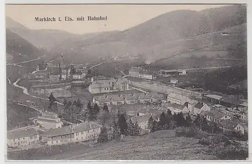 50308 Feldpost Ak Markirch im Elsass mit Bahnhof 1915