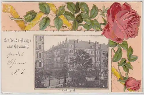 50270 Präge Ak Duftende Grüße aus Chemnitz Beckerplatz 1902