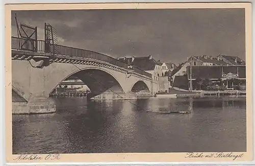 50231 Ak Nikolaiken Ostpreussen Brücke mit Stinthengst um 1930