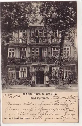 50196 Ak Bad Pyrmont Haus Rud. Sievers 1907