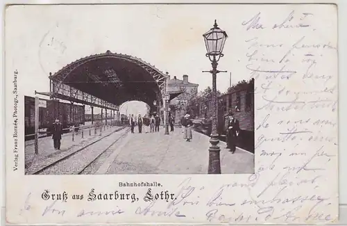 50161 Ak Gruß aus Saarburg in Lothringen Bahnhofshalle 1902