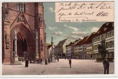 50149 Ak Freiburg i.B. Münsterplatz 1905