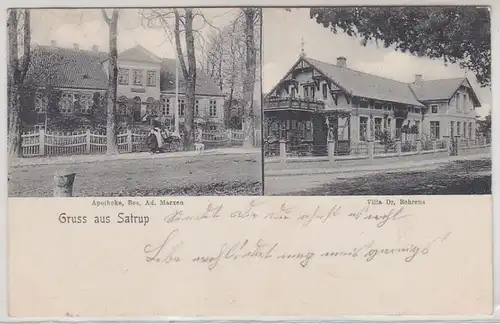 50140 Mehrbild Ak Gruß aus Satrup Apotheke usw. 1905