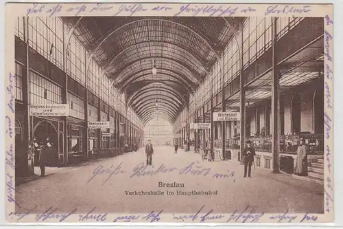 50115 Ak Breslau Verkehrshalle im Hauptbahnhof 1921