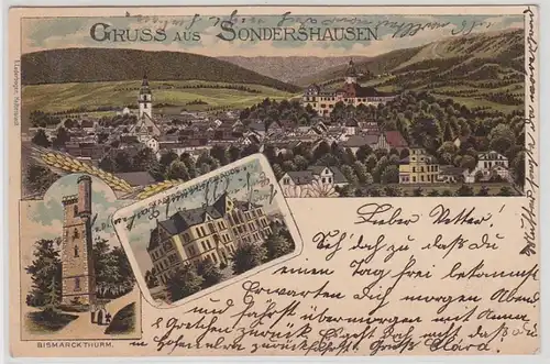 49986 Ak Lithographie Gruß aus Sondershausen 1904