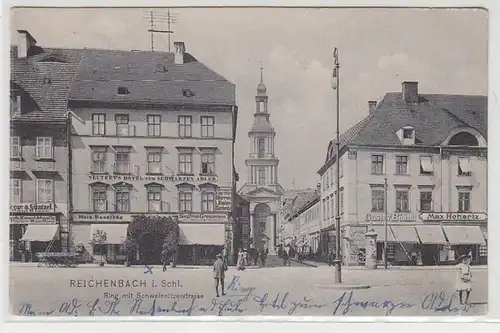 49925 Ak Reichenbach Ring avec Schweidnitzerstraße 1908