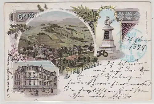 49919 Ak Lithographie Gruß aus Lindewiese 1899