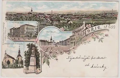 49918 Ak Lithographie Gruß aus Horic Böhmen 1899