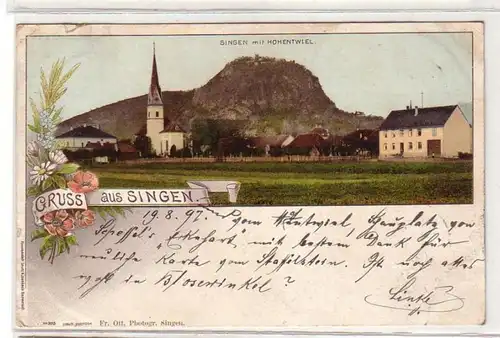 49915 Ak Gruss aus Singen mit Hohentwiel 1897