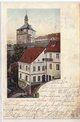 49914 Ak Gruss du vin Schank Blümleim Karlovy Vary 1904
