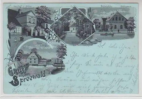 49856 Mondscheinkarte Gruß aus dem Spreewald 1899