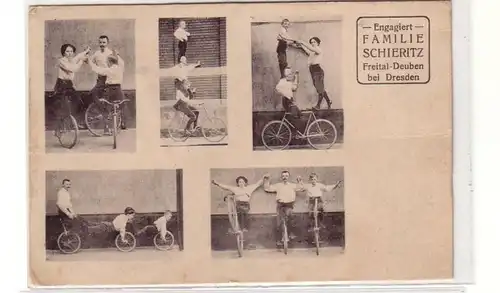 49820 Ak Freital Deuben bei Dresden Kunstradfahrer 1920