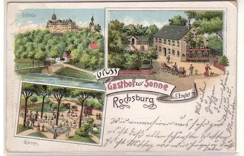 49815 Ak Lithografie Gruss aus Rochsburg Gasthof 1906