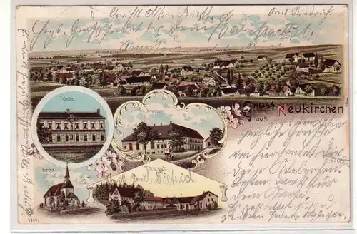 49794 Ak Lithografie Gruss aus Neukirchen Erzgeb. 1901
