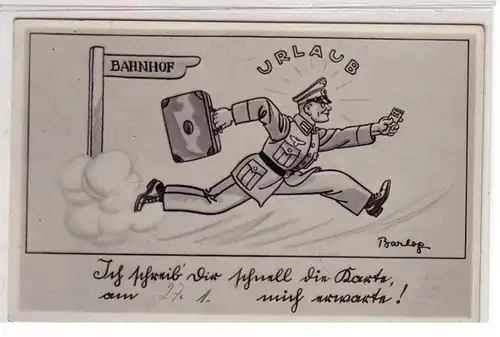 49757 Militär Humor Ak Bahnhof Urlaub 1940