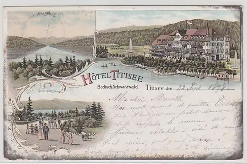 49596 Ak Litho Hotel Titisee Badisch. Schwarzwald 1898