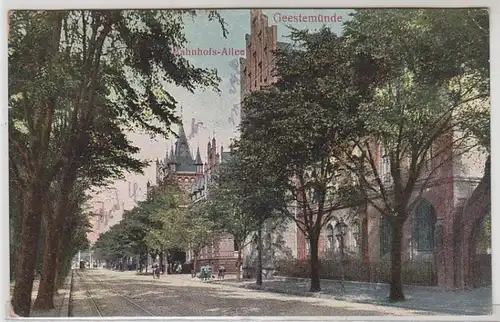 49595 Ak Gares de chemin de fer Gestemünde Allee 1913