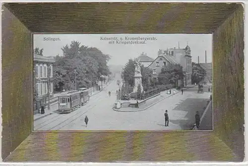 49569 Ak Solingen Kaiserstraße mit Kriegerdenkmal 1910