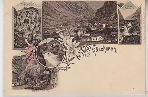 49542 Ak Lithographie Salutation de Göschenen vers 1900