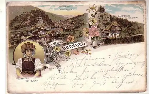 49477 Ak Lithographie Gruss aus Hornberg 1897