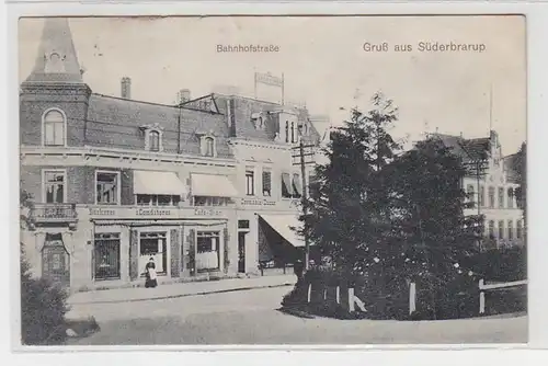 49454 Ak Gruß aus Süderbrarup Bahnhofstraße 1908