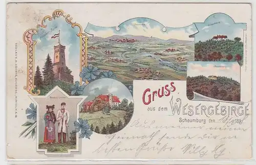 49425 Ak Lithographie Gruß aus dem Wesergebirge Schaumburg 1898