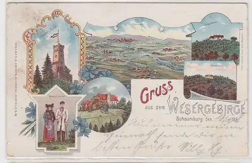 49425 Ak Lithographie Salutation du Wesermontagne Schaumburg 1898