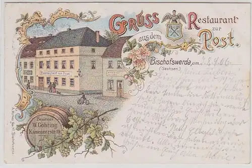 49397 Ak Lithografie Gruß aus Bischofswerda Gasthof 1906