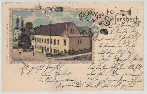 49390 Ak Lithografie Gruss aus Seifersbach Gasthof 1902