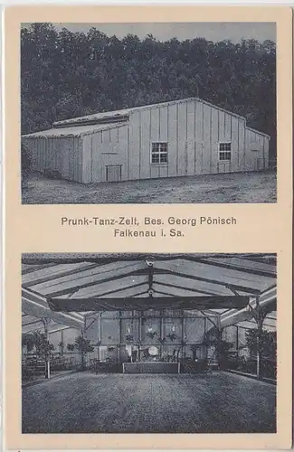 49363 Ak Falkenau in Sachsen Prunk Tanz Zelt um 1930