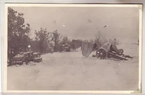 49358 Foto Ak Leski Polen Karpathen Geschütz in Wintertarnung im 2. Weltkrieg