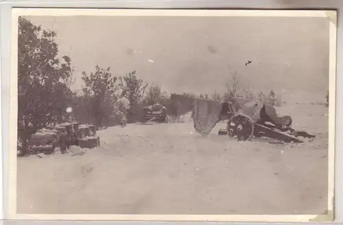 49358 Photo Ak Leski Pologne Carpathes canons en couverture hivernale dans la 2ème guerre mondiale