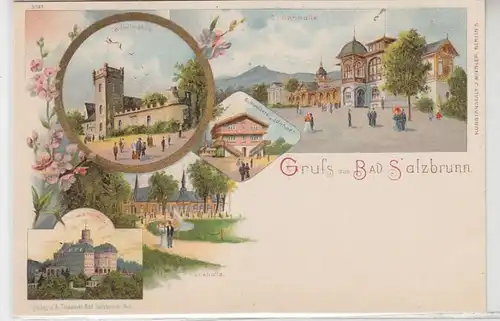 49345 Ak Lithographie Gruss de Bad Salzbrunn vers 1900