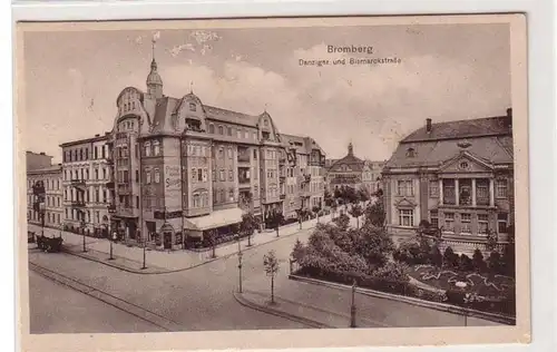 49330 Ak Bromberg Danziger und Bismarckstrasse 1915