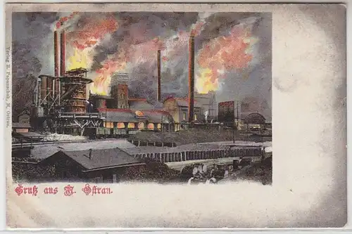 49325 Ak salutation de Moravie Ostraus usines vers 1900