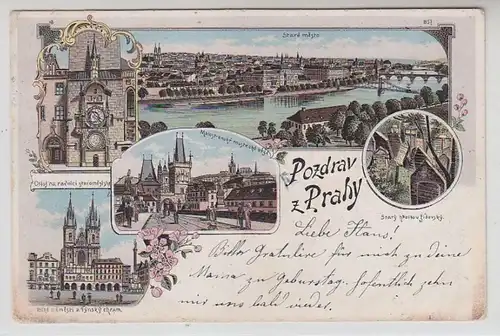 49321 Ak Lithografie Grüße aus Prag Pozdrav z Prahy 1899