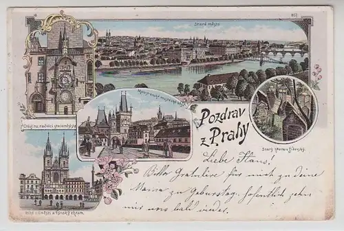 49321 Ak Lithographie Salutation de Prague Pozdrav z Prahy 1899