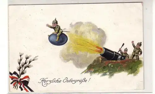 49291 patriotische Ak Ostern Ostergrüße Kanone 1916